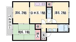 ボナール・東加古川 3DKの間取図画像