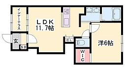 2023 1LDKの間取図画像