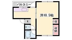 中田マンション 1Kの間取図画像
