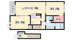 エレガンテヴィラ3 2LDKの間取図画像