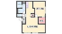 ロイヤルハイツ1棟 1LDKの間取図画像