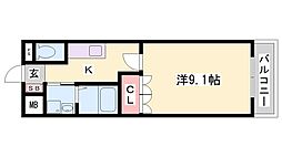 メープルガーデン 1Kの間取図画像