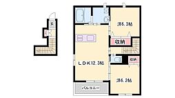 アフェット 2LDKの間取図画像