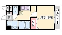 カーサ・フェリーチェ平田 1Kの間取図画像