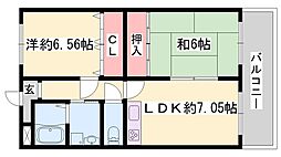 グレース平野 2LDKの間取図画像