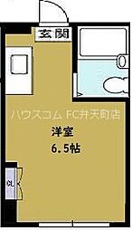 ドエル朝潮 1Kの間取図画像