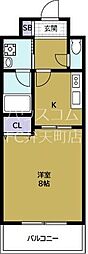 OAK弥栄 1Kの間取図画像