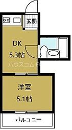 デイズ・ハイツ三先 1DKの間取図画像