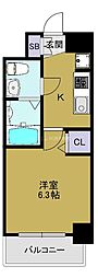 エグゼ大阪BAY CITY 1Kの間取図画像