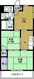 シルバーハイツ 2DKの間取図画像