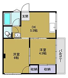 葵コーポ 2DKの間取図画像