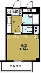 サンハイムトミヤ 1Kの間取図画像