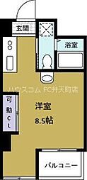 レオンコンフォートベンテンチョウ ワンルームの間取図画像