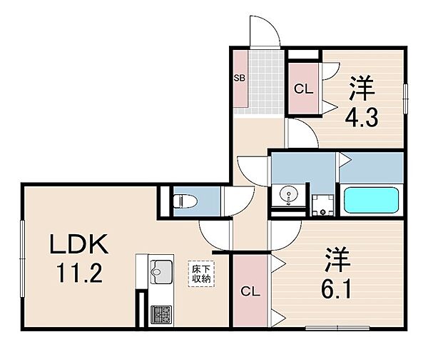 エムライズ西宮 ｜兵庫県西宮市笠屋町(賃貸マンション2LDK・1階・53.76㎡)の写真 その2