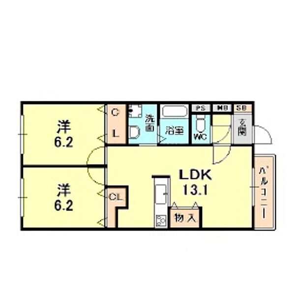 ローズヴィラ甲東園 ｜兵庫県西宮市上大市２丁目(賃貸アパート2LDK・1階・55.65㎡)の写真 その2