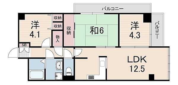 ロイヤルハイツ甲子園口 ｜兵庫県西宮市甲子園口４丁目(賃貸マンション3LDK・3階・62.40㎡)の写真 その2