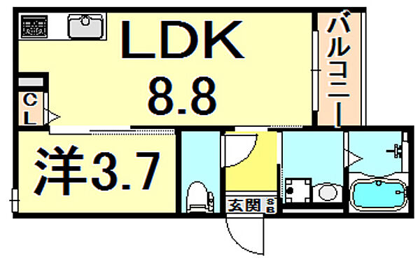 ciel甲子園 ｜兵庫県西宮市甲子園町(賃貸アパート1LDK・1階・30.69㎡)の写真 その2