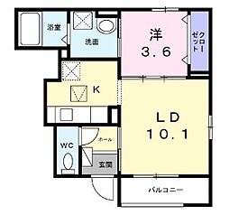 コート向田 1LDKの間取図画像