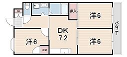 フェリオ伊丹北 3DKの間取図画像