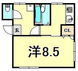 シャトー大物 1Kの間取図画像