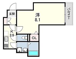 尼崎市元浜町3丁目アパート 1Kの間取図画像