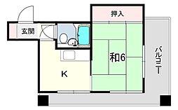 ウィンドフォー南本町 1Kの間取図画像