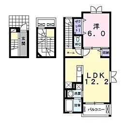 サウス昆陽 1LDKの間取図画像