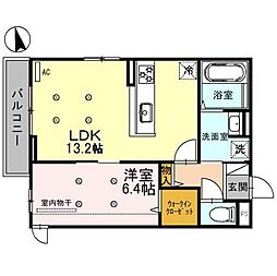 グロワールヒロ 1LDKの間取図画像
