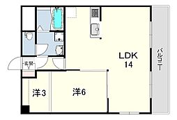 アムール東和 1LDKの間取図画像