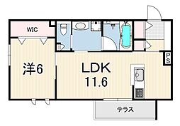 Hebel 塚口 Verdura 1LDKの間取図画像
