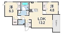 (仮称)尼崎市塚口町1丁目ヘーベルメゾン 2LDKの間取図画像