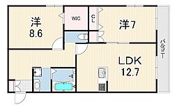 ベルフィールド 2LDKの間取図画像