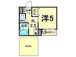 アグレアーブル塚口 1Kの間取図画像