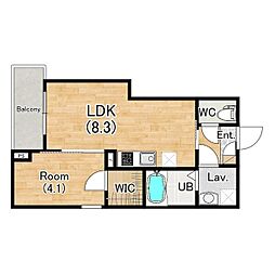 ジーメゾン立花レヴリア 1LDKの間取図画像