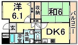 トウェルブイナバソウ 2DKの間取図画像
