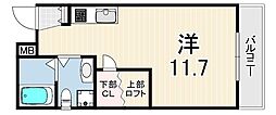 イリス・アール ワンルームの間取図画像