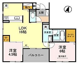 グランディール 2LDKの間取図画像