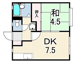 ローズ武庫之荘 1DKの間取図画像