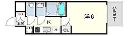 尼崎市建家町マンション 1Kの間取図画像