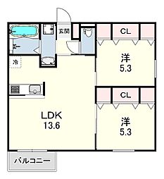 VANTAGE塚口1 2LDKの間取図画像
