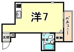 キューブ武庫川1 ワンルームの間取図画像
