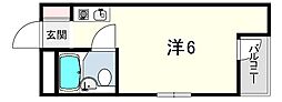 ヴィヴァーチェ塚口 ワンルームの間取図画像