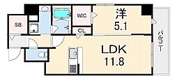 トリアノン塚口 1LDKの間取図画像