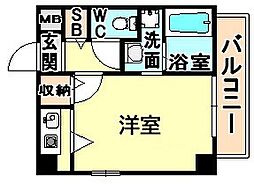 ナッツダムスタジオーネ塚口 ワンルームの間取図画像