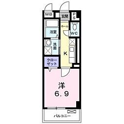 ラッフィナートフィオーレ 1Kの間取図画像