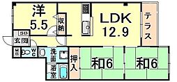コスモ南武庫之荘 3LDKの間取図画像