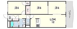 シャンボール東野 3LDKの間取図画像