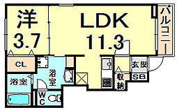 グランオーブ 1LDKの間取図画像