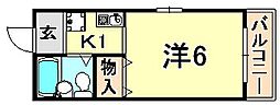 ジュネス長洲 ワンルームの間取図画像