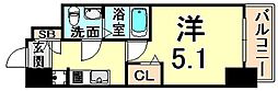 アリビオ立花2 1Kの間取図画像